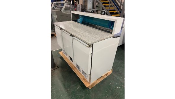 Blizzard 9233170737162 GRADED-02267 BCC3PREPGRANITE Compact Triple Door Refrigerated Pizza Prep Counter