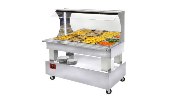 Diamond ABM/4N-A1 White Wood Warming Bain Marie Buffet Bar, 4 x  1/1 GN