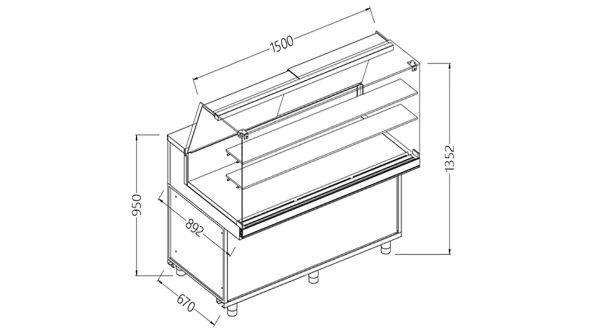 Diamond NA15X Neutral Snack Display Counters_High Glass