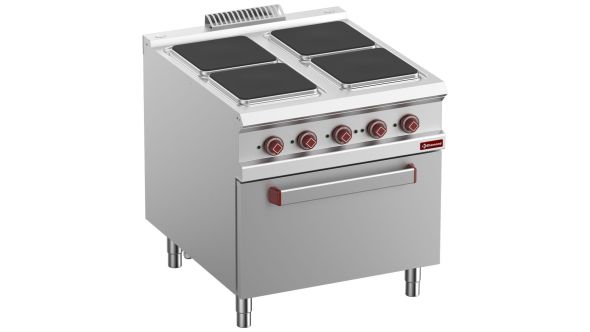 Diamond E9/4PQF8-N 4 Squared Hobs Freestanding Electric Range Cooker on Electric Oven, 19kW