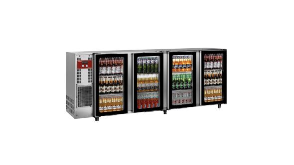 Diamond TAVX/4G-R2 Hinged Glass Quad Door Stainless Steel Bottle Cooler, 783 Litres