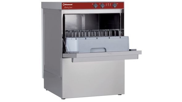 Diamond 046D/6-PS 450mm Basket Frontloading Glasswasher and Dishwasher with Drain Pump, 30 Baskets/hour