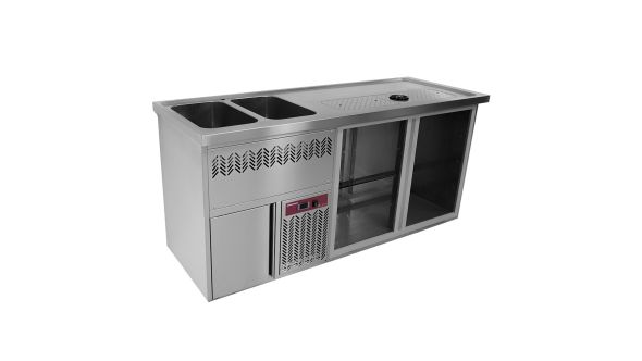 Diamond KBR-22G Bar Counter with 2 Compartments, Draining Board and Left Side Sink