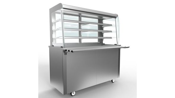Moffat Versicarte Pro VC4RDTR Refrigerated Display, Open Front Size 4 with 3 Shelves & Chilled Well with Tray Rail Package