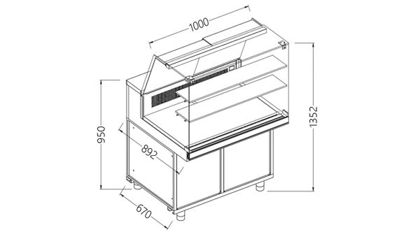 Diamond SA10X Patisserie Display Counter, 1000mm