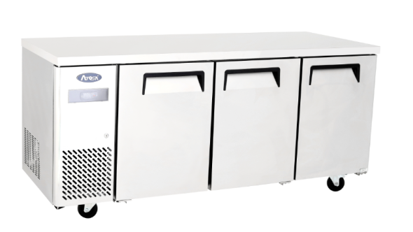 Atosa YPF9047GR Three Door Stainless Steel Undercounter Freezer, 470 Litres
