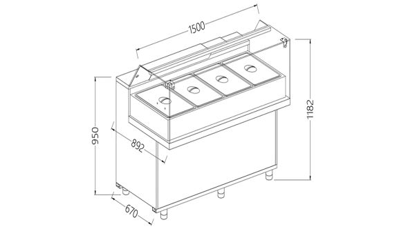 Diamond MB15X Refrigerated Bain Marie Display Counter, 1500mm