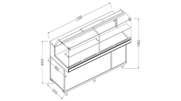 Diamond CB21XR/R Hot & Dry Patisserie Display Counter with Understorage, 2100mm