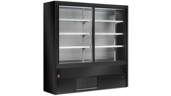 Diamond PD12/B5-R2 Black Refrigerated Multideck with Glass Sliding Doors, 1200mm