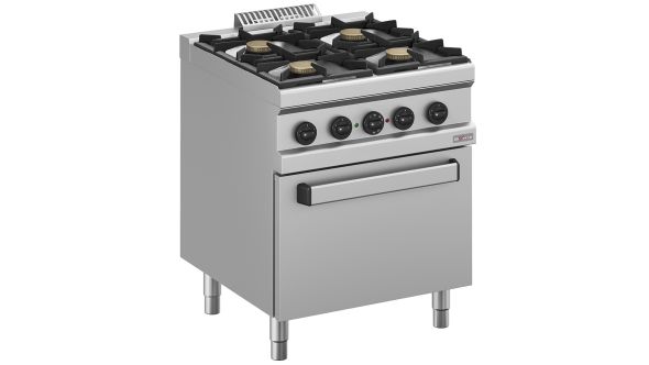 Diverso WR-M4BF-M1 Gas range 4 burners, electric convection oven GN 1/1