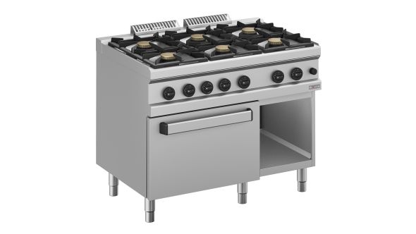 Diverso WR-G6BF-F2 Gas range 6 burners, on gas oven GN 2/1 and cupboard