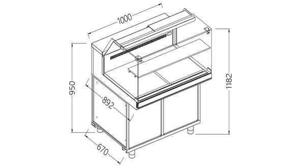 Diamond VB10X Patisserie Display Counter, 1000mm