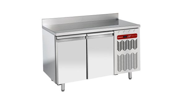 Diamond TG2B/HA-R2 2 Door Stainless Steel Freezer Counter with Splashback, 260 Litres