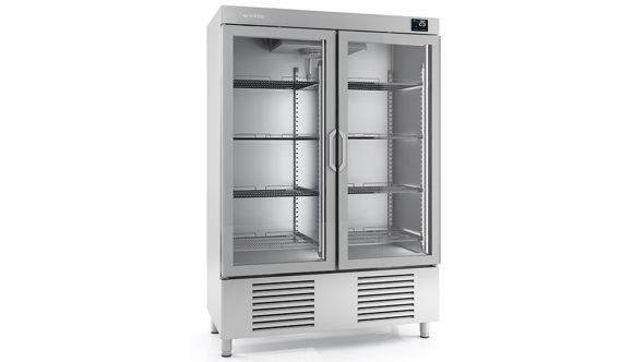 Infrico AEX1000TF Upright Double Hinged Glass Door Refrigerator