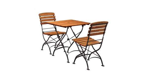 ARCH Outdoor Square Dining Set 2 Seats & Table - Wood & Wrought Iron
