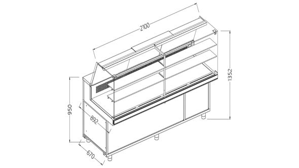 Diamond SA21X/R2 Snack Patisserie Display Counter with Understorage, 2100mm