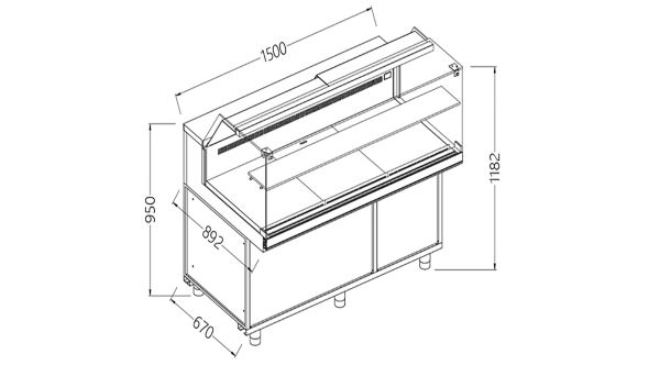 Diamond VB15X Patisserie Display Counter, 1500mm