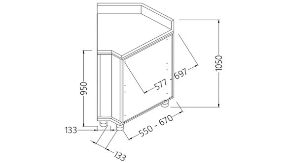 Diamond CL45X/5 Neutral Rear Angle - Closed 45°, With Backsplash