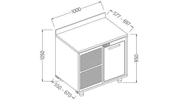 Diamond NLV10X/5 Neutral Rear Cabinet, With Backsplash