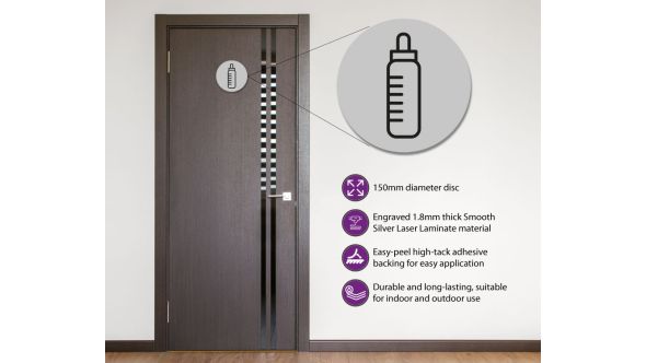 Baby Change Toilet Door Symbol 150mm Silver