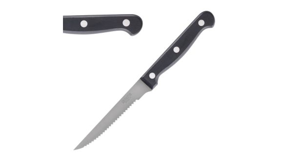 Olympia Taverna Serrated Steak Knives with Black Handles (12 Pack) BF1117S