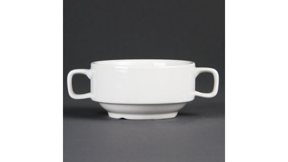 Olympia Whiteware Soup Bowls with Handles 400ml (6 Pack)