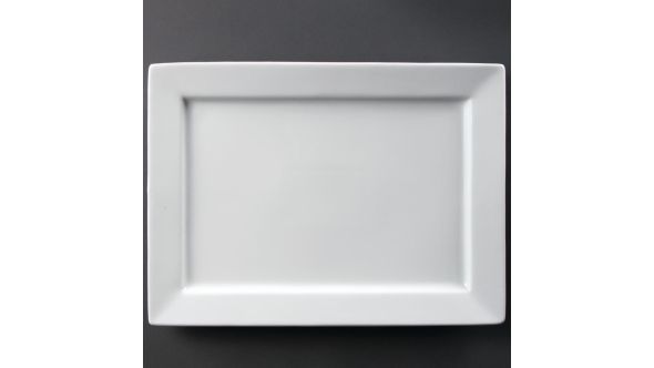 Olympia Whiteware Wide Rim Rectangular Platter 400x295mm
