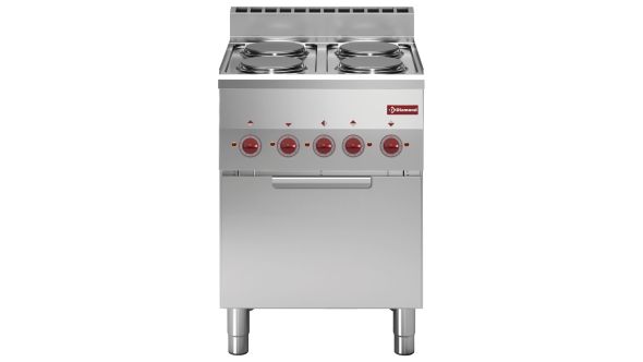 Diamond E60/4PFV6-N 4 Rounded Hobs Freestanding Electric Range Cooker on Electric Oven, 11kW