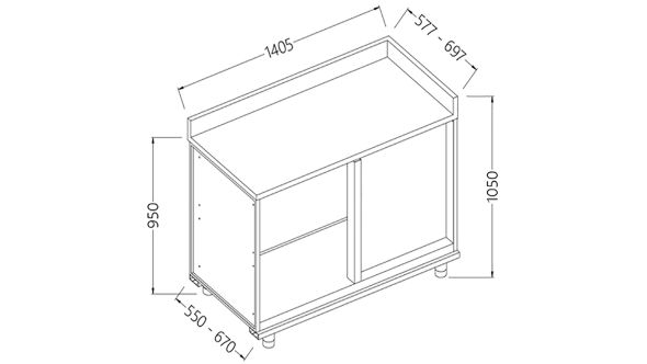 Diamond LL90DX Back Cabinet Angular Right Neutral - With Service Tablet