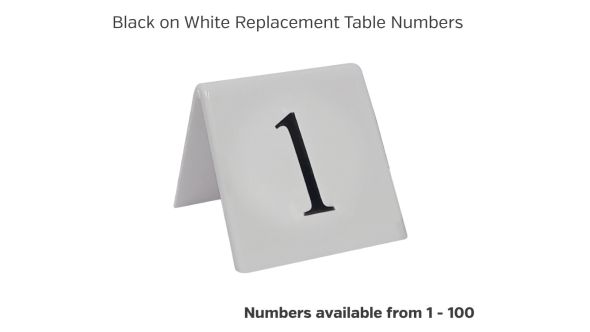 Replacement Table Top Table Numbers - TNW Range