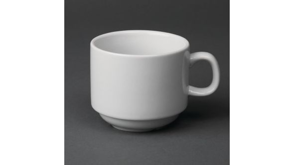 Olympia Whiteware Stacking Tea Cups 200ml (12 Pack) CB467
