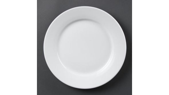Olympia Whiteware Wide Rimmed Plates 250mm (12 Pack) CB481