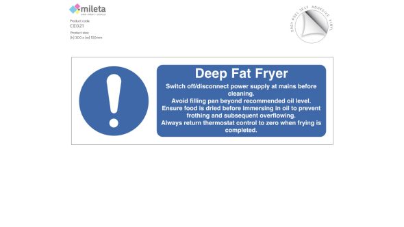 Deep fat fryer catering equipment safety notice