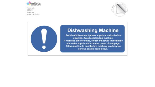 Dishwashing machine catering equipment safety notice
