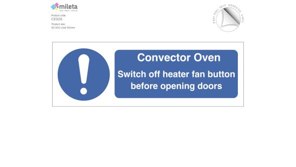 Convector oven catering equipment safety notice