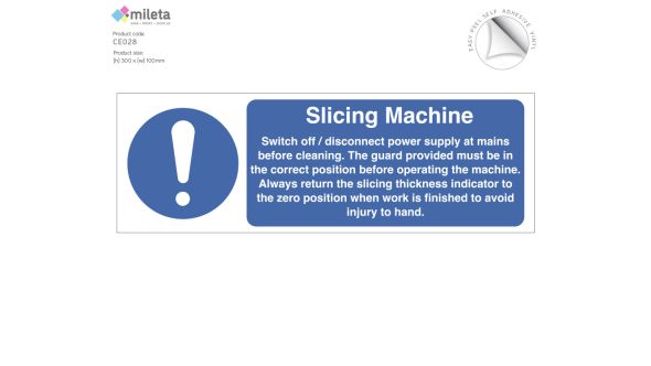 Slicing machine catering equipment safety notice