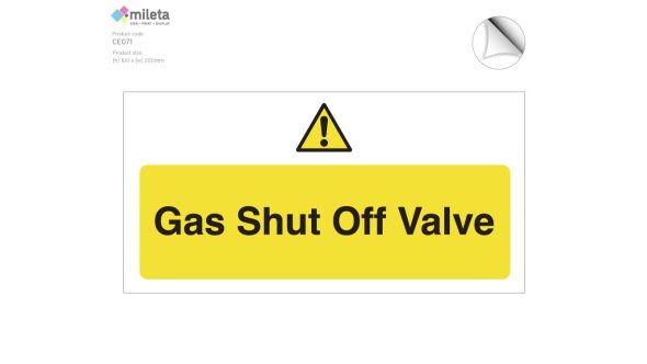 Gas shut off valve catering safety notice