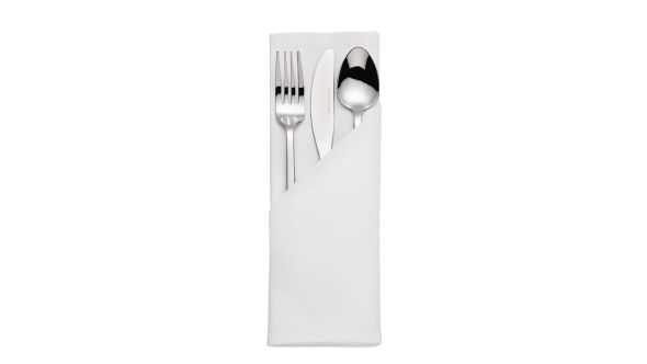 Mitre Luxury Satin Band Napkins Cotton White (10 Pack)