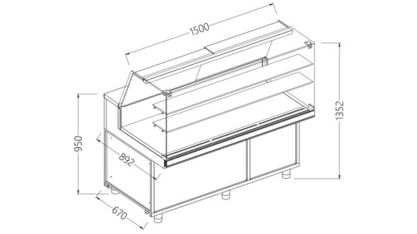 Diamond PA15X Display Counter Neutral X Bakery En & Gn, High Glass