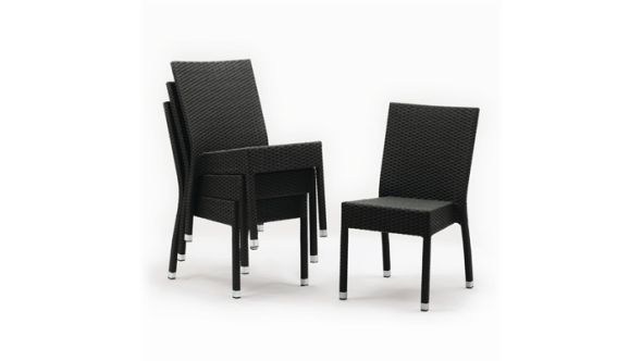 Bolero PE Wicker Side Chairs Charcoal (4 Pack) CF159
