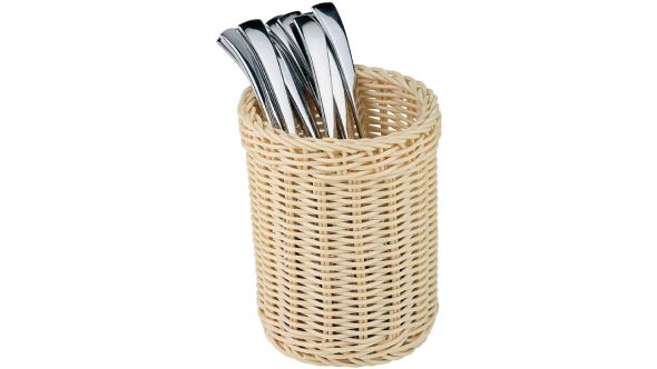 APS Polypropylene Round Rattan Cutlery Basket 125mm 40130