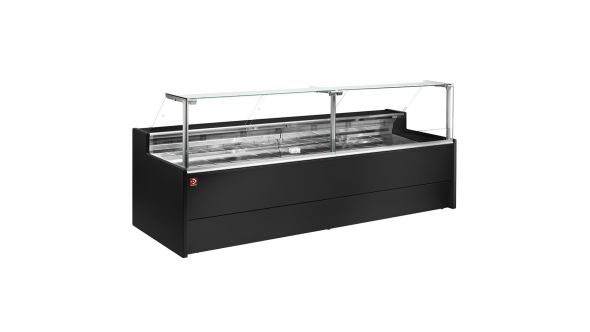 Diamond VZ20/B5-VR2 Flat Glass Black Refrigerated Serveover Counter, 2000mm