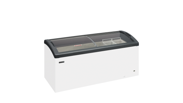 Elcold FOCUS 171 GREY  Sliding Curved Glass Lid Chest Freezer 79L