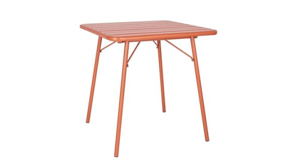 Bolero Amalfi Slatted Square Steel Folding Table Terracotta 700mm CK064