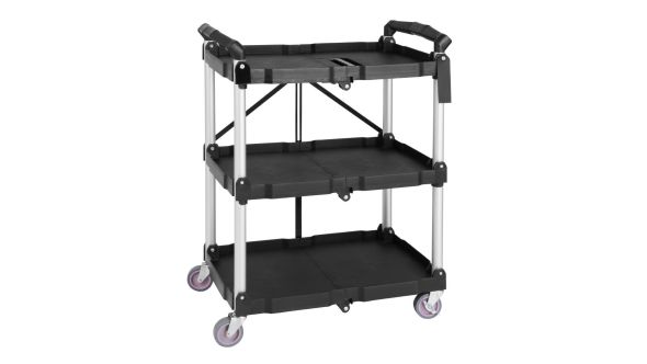 Vogue 3 Tier PP Folding Trolley Black Small