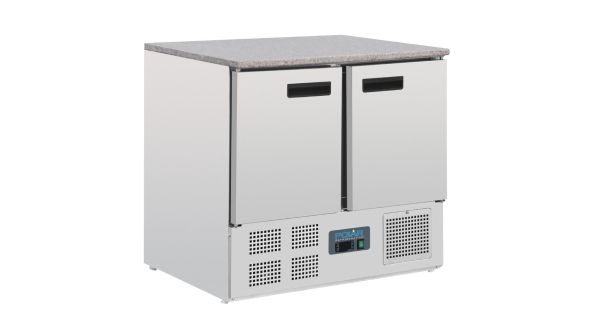 Polar G-Series Double Door Counter Fridge with Granite Work Top 240Ltr
