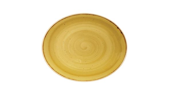 Churchill Stonecast Oval Coupe Plates Mustard Seed Yellow 192mm (12 Pack) SMSSOP7 1