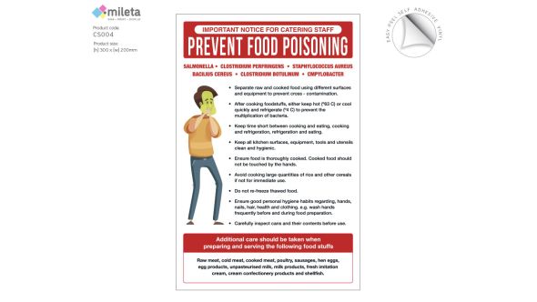 How to Prevent Food Poisoning staff guidance notice