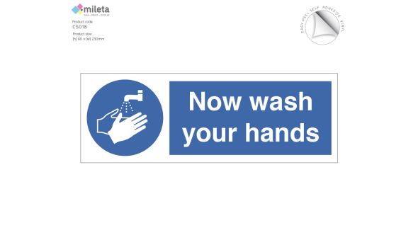Now Wash Your Hands text and symbol