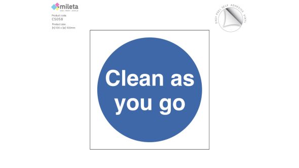 Clean as You Go Label